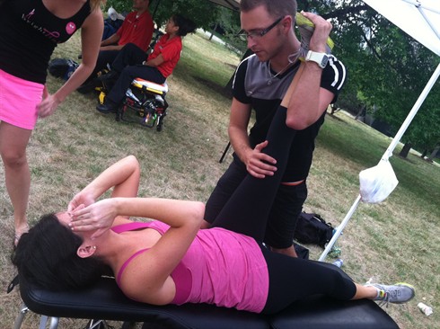 nuhs intern undie dash stretch participant hamstring