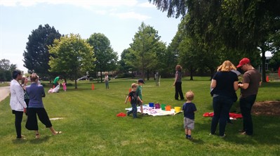 local families at picnic on campus