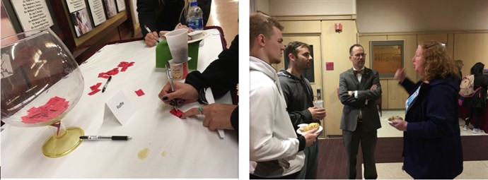 President Joseph Stiefel, MS, EdD, DC with students and faculty at Thanksgiving reception