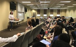 Jennifer Mercier presenting to NUHS students and faculty