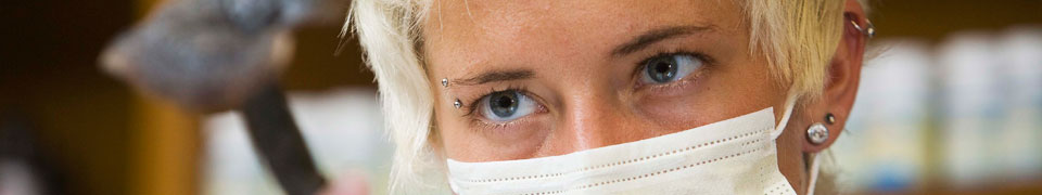 woman wearing mask in class