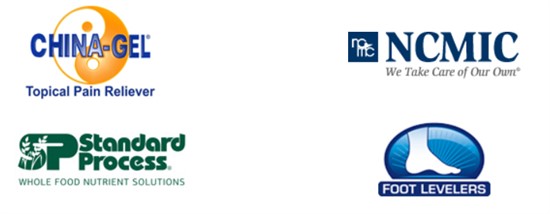 China Gel, NCMIC, Standard Process, and Foot Levelers logos