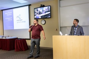 vince roberts being introduced by student