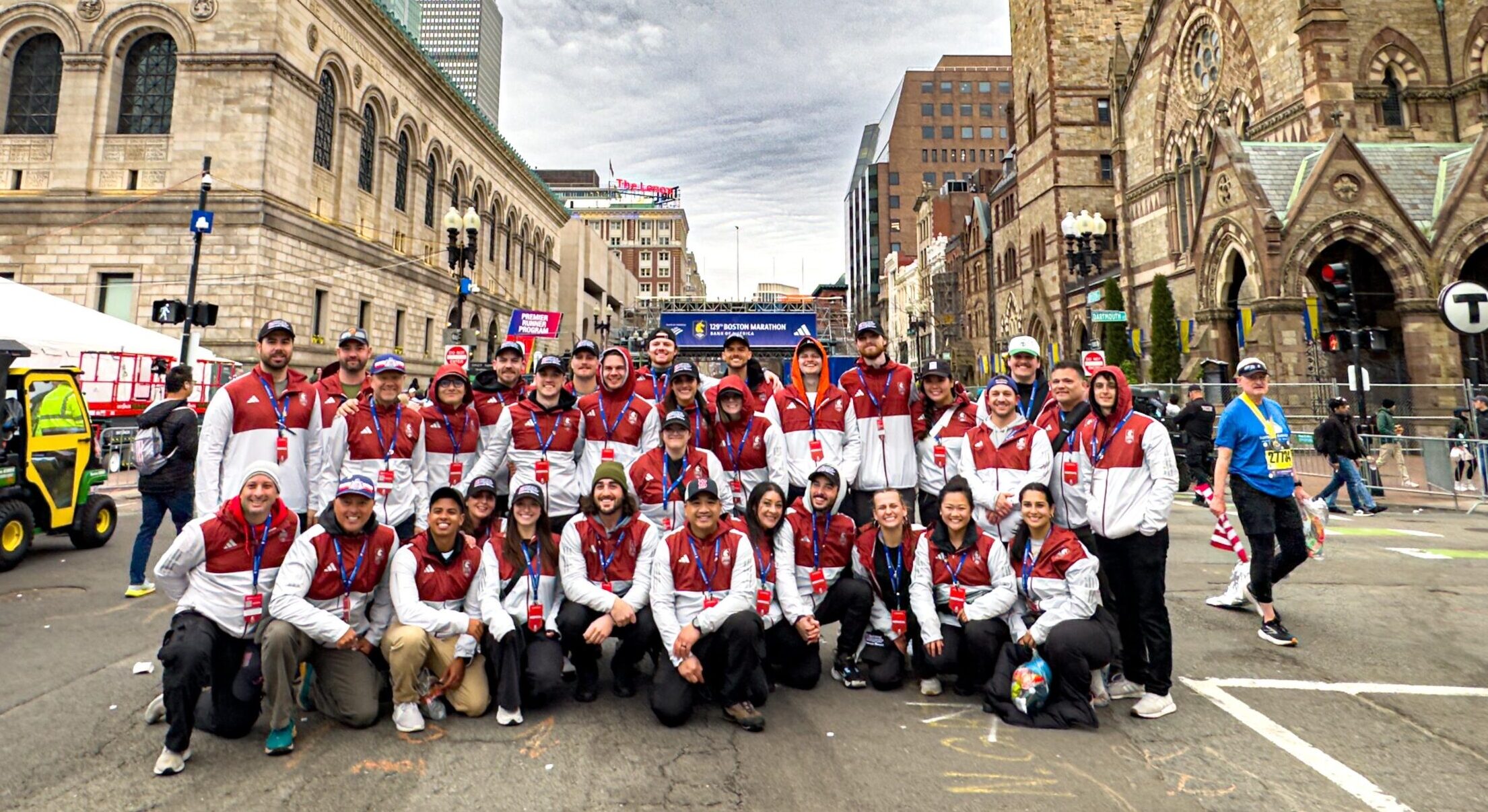 NUHS Students and Faculty pose for group photo at Boston Marathon