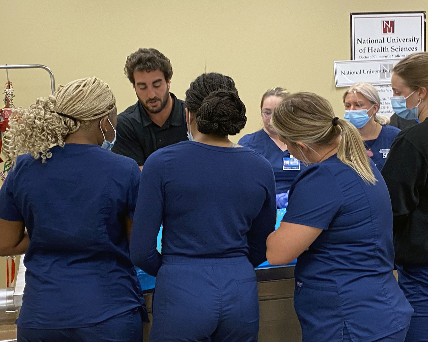 students at a cadaver workshop