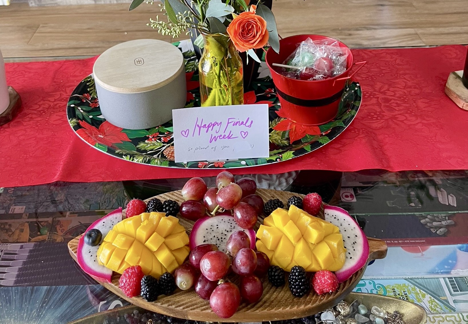 Formal table setting celebrating the end of another finals week.