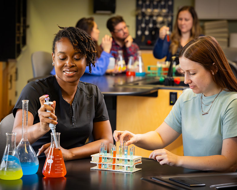 students working in biomedical lab