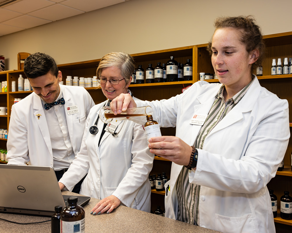 NUHS ND students working in dispensary