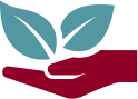 hand holding a leaf icon