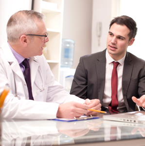 pharmaceutical salesman with doctor